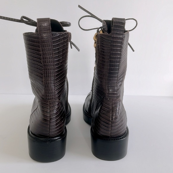 Jeffrey Campbell Damon Snakeskin Embossed Gold Chain Combat Boots  Size 6 New - Picture 7 of 8